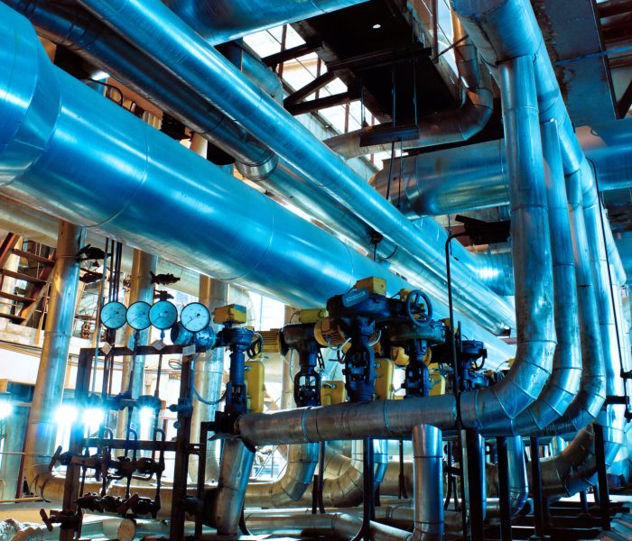 Industrial zone, Steel pipelines, valves and ladders